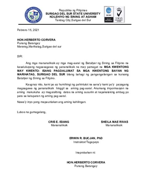 halimbawa ng liham pahintulot sa barangay|(DOC) LIHAM PAHINTULOT .